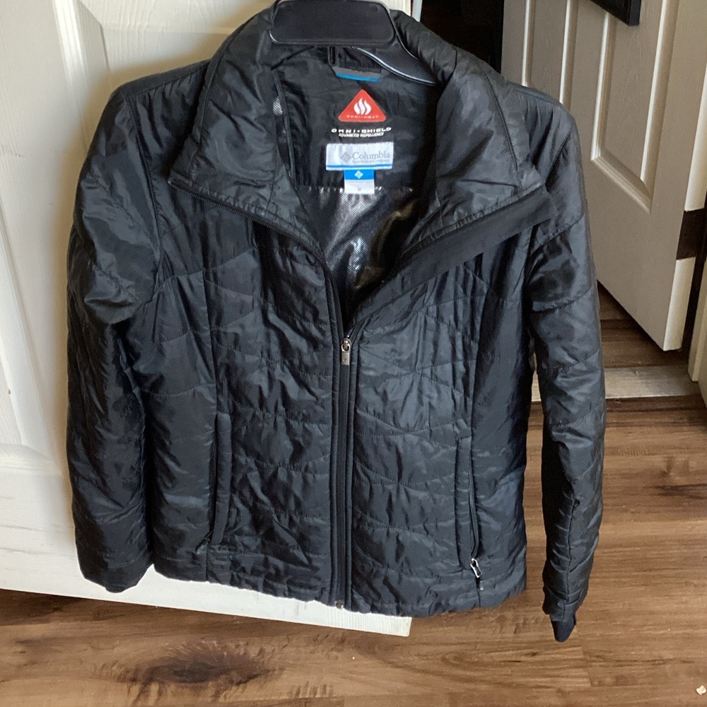 Columbia Black Jacket with Red Omni-Heat Logo